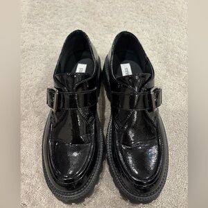 Steve Madden patent Black Lug Sole Boots